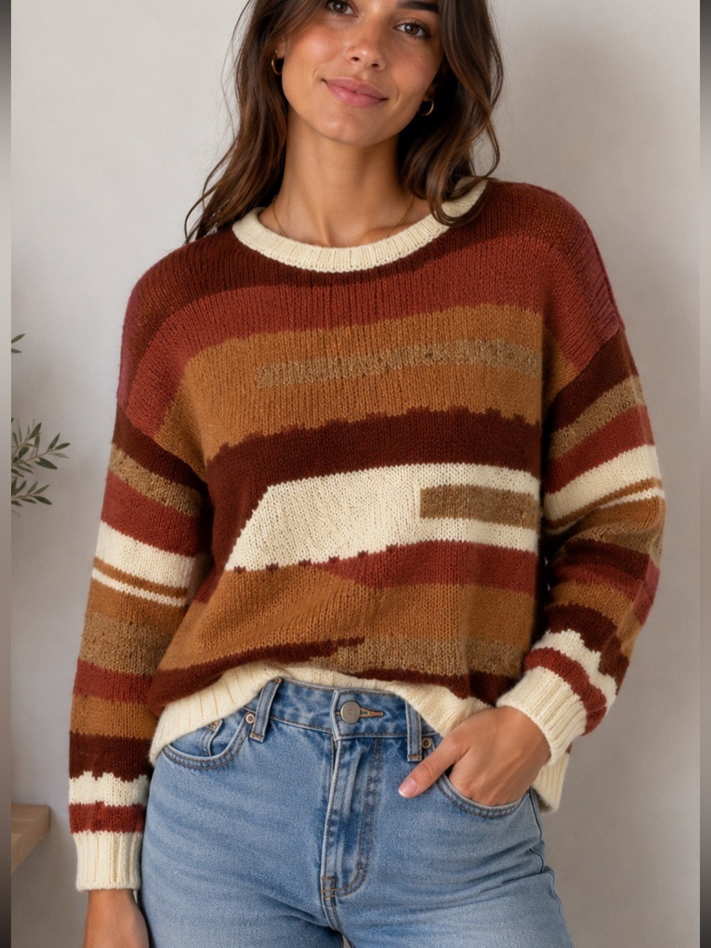 Elsamanda Made in Italy Wool Alpaca Turtleneck Sweater Abstract L